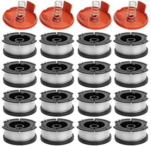 AF100 Replacement Spool, AF-100 Spool Compatible with Black and Decker AF-100-3ZP AF-100-BKP Weed Eater String, 30ft 0.065" fits GH900 GH600 GH610 String Trimmer Spool (16 Spool + 4 Cap+4 Spring)