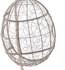 Crosley Furniture KO70230LB Cleo Indoor/Outdoor Wicker Hanging Egg Chair with Stand, Light Brown with Sand Cushions