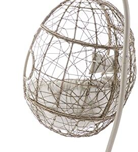 Crosley Furniture KO70230LB Cleo Indoor/Outdoor Wicker Hanging Egg Chair with Stand, Light Brown with Sand Cushions