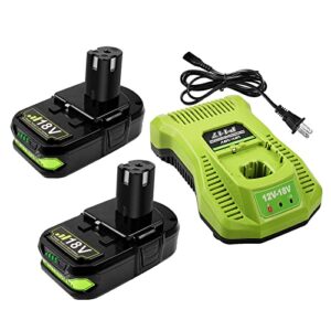 Upgraded 3.5Ah 18V Batteries & Charger Combo for Ryobi 18V Battery and P117 Charger, Cell9102 Compatible with Ryobi 18V ONE + P108 P107 P104 P105 P102 P103 Tools Charger with 260051002 P117 P118