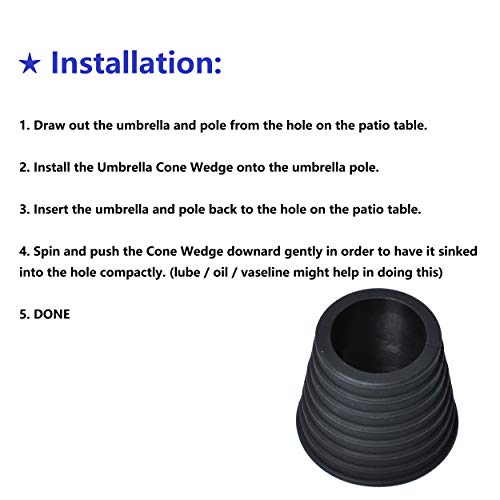 Ketofa Umbrella Cone Wedge ,Patio Umbrella Wedge Plug Fits Umbrellab Pole Diameter in 1.5" Great for Patio Table Hole Opening 1.94 to 2.7 inch，2Pcs