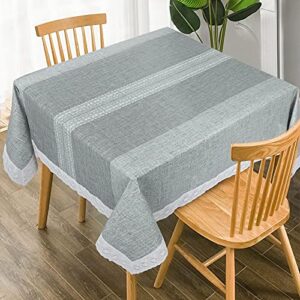 jucfhy square vinyl tablecloth with flannel backing,plastic waterproof square tablecloths,flannel backed table cloth for outdoor camping picnic,wipeable pvc table cover(grey,58×58 inch)