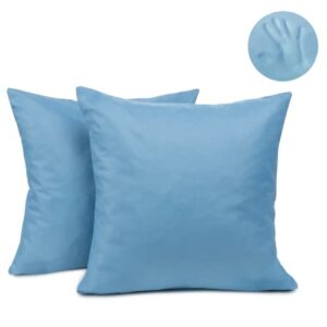Milliard Pack of 2 Decorative Outdoor Waterproof Couch Pillows with Shredded Memory Foam Throw Pillow with Washable Cover- 18x18 (Blue)