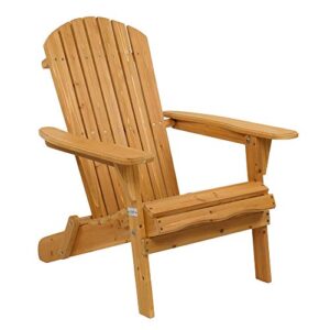 vingli wooden adirondack chair 350 lbs support ergonomic design, folding outdoor patio fire pit lounge armchair furniture w/natural finish, for beach, poolside, balcony