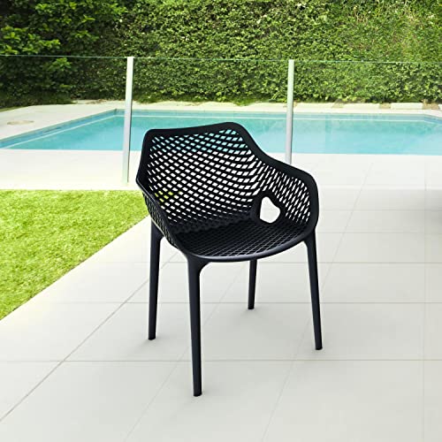 Compamia Air XL Outdoor Patio Dining Arm Chair in Black (Set of 2)