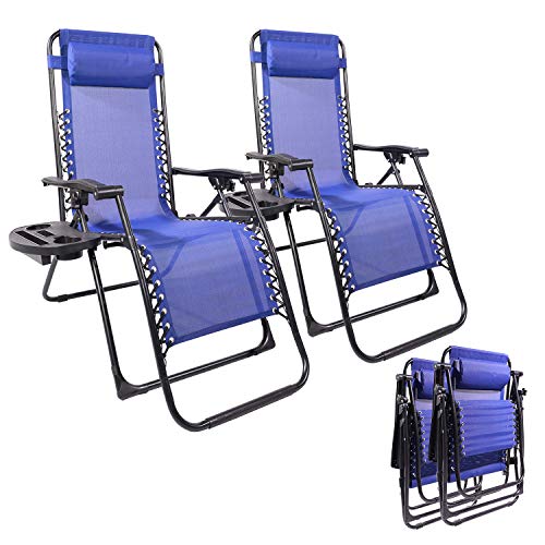 Yangming Galion Reclining Zero Gravity Chair (Set of 2), Dark Blue