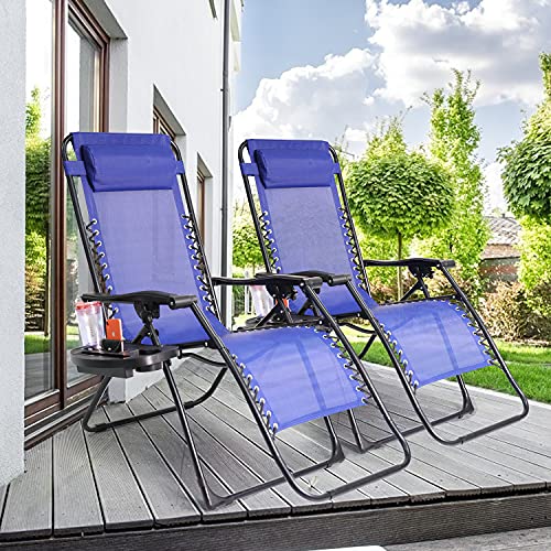 Yangming Galion Reclining Zero Gravity Chair (Set of 2), Dark Blue