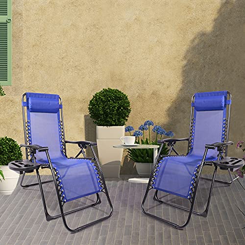 Yangming Galion Reclining Zero Gravity Chair (Set of 2), Dark Blue