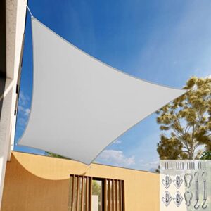 e&k sunrise light gray 6′ x 8′ waterproof sun shade sail uv resistant block durable awning fabric cloth screen for outdoor patio lawn garden with hardware kits -customized