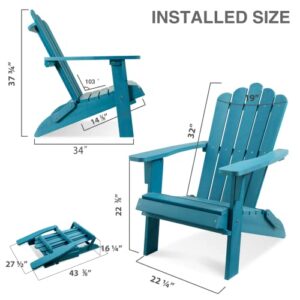 ACUEL Folding Adirondack Chair, Poly Lumber Fire Pit Chair, Durable All-Weather Patio Chairs for Garden, 350 Lbs Support Oversized Adirondack Chair(Blue, 1 pc)