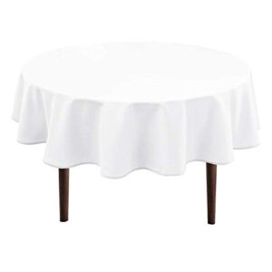 Hiasan White Round Tablecloth 60 Inch - Waterproof Stain Resistant Spillproof Polyester Fabric Table Cloth for Dining Room Kitchen Parties