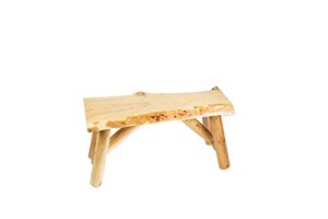 srl rustic logwerks indoor bench — pine & cedar wood bench — front porch decor — live edge small bench for entryway, garden & more — handcrafted wooden bench — rustic furniture (36”, unfinished)