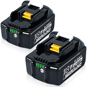 【increase current protection!】 tenhutt 2pack 6.0ah 18v lithium-ion replacement battery for makita 18v lxt battery compatible with bl1830 bl1840 bl1850 bl1860 bl1815 bl1860b cordless power tools