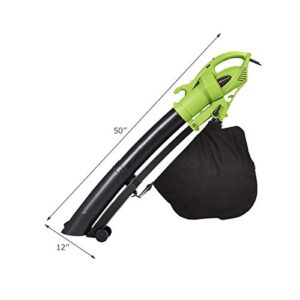 Goplus 3-in-1 Electric Leaf Blower/ Vacuum/ Mulcher Lightweight Corded Kit with Disposable Collector for Clearing Dust, Leaves & Snow, 170MPH, 7.5AMP (Green)