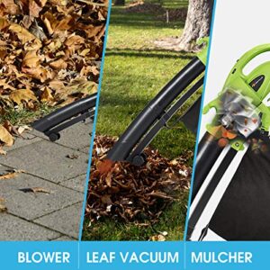 Goplus 3-in-1 Electric Leaf Blower/ Vacuum/ Mulcher Lightweight Corded Kit with Disposable Collector for Clearing Dust, Leaves & Snow, 170MPH, 7.5AMP (Green)