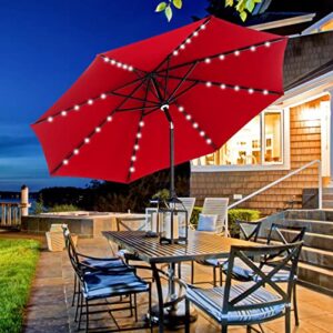 sunoutife 10ft patio umbrella with solar lights, 40 led large outdoor table umbrella with tilt adjustment and crank for market garden backyard & pool