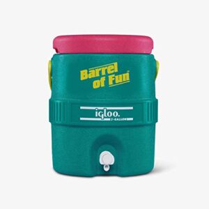 igloo special edition retro 2 gallon barrel of fun insulated jug, jade