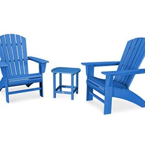 POLYWOOD Nautical 3-Piece Curveback Adirondack Chair Set with Side Table