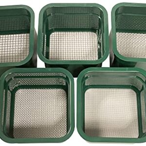 Sluice Fox 6 inch Gold classifiers; Set of Five Stacking sifting Pans with Stainless Steel mesh strainers for Gold panning; sharktooth and gem sifters; (Green)