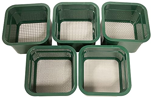 Sluice Fox 6 inch Gold classifiers; Set of Five Stacking sifting Pans with Stainless Steel mesh strainers for Gold panning; sharktooth and gem sifters; (Green)