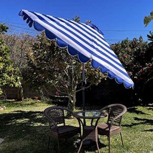 BELLRINO DECRO Royal/White Scalloped Edge Replacement Edge Umbrella Canopy for 9ft 8 Ribs (Canopy Only) C004-8RW-ROYAL