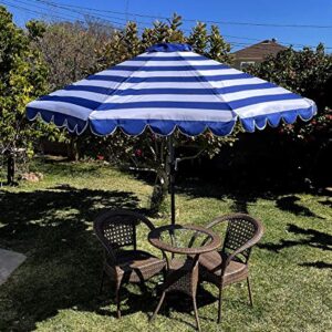 BELLRINO DECRO Royal/White Scalloped Edge Replacement Edge Umbrella Canopy for 9ft 8 Ribs (Canopy Only) C004-8RW-ROYAL