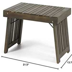 Christopher Knight Home Howard Outdoor Acacia Wood Folding Side Table, Gray Finish