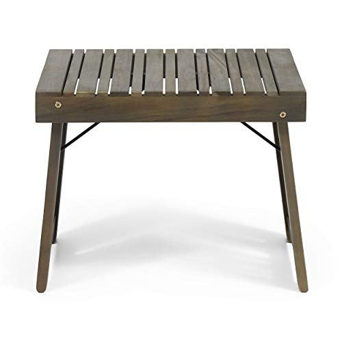 Christopher Knight Home Howard Outdoor Acacia Wood Folding Side Table, Gray Finish