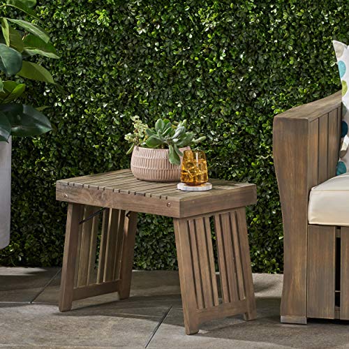 Christopher Knight Home Howard Outdoor Acacia Wood Folding Side Table, Gray Finish