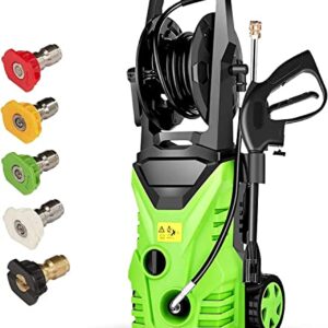 Electric Pressure Washer Homdox Pressure Washer 1500W Power Washer High Pressure Cleaner Machine with 5 Nozzles Foam Cannon,Best for Cleaning Homes, Cars, Driveways, Patios(Green)