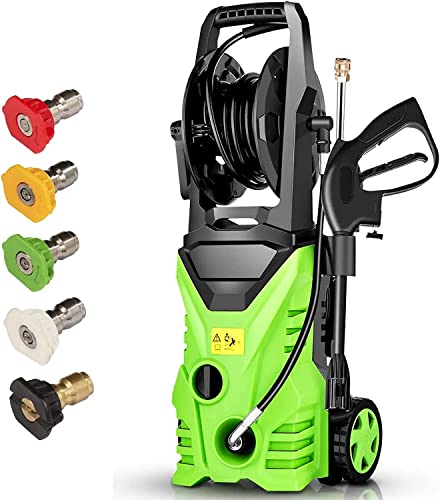 Electric Pressure Washer Homdox Pressure Washer 1500W Power Washer High Pressure Cleaner Machine with 5 Nozzles Foam Cannon,Best for Cleaning Homes, Cars, Driveways, Patios(Green)