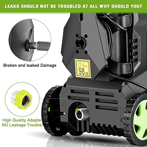 Electric Pressure Washer Homdox Pressure Washer 1500W Power Washer High Pressure Cleaner Machine with 5 Nozzles Foam Cannon,Best for Cleaning Homes, Cars, Driveways, Patios(Green)