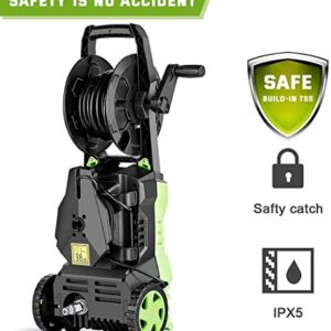 Electric Pressure Washer Homdox Pressure Washer 1500W Power Washer High Pressure Cleaner Machine with 5 Nozzles Foam Cannon,Best for Cleaning Homes, Cars, Driveways, Patios(Green)