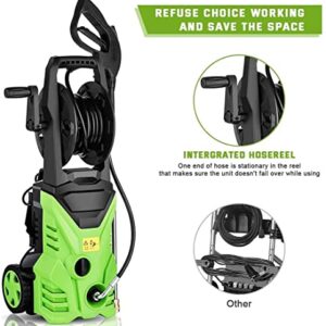 Electric Pressure Washer Homdox Pressure Washer 1500W Power Washer High Pressure Cleaner Machine with 5 Nozzles Foam Cannon,Best for Cleaning Homes, Cars, Driveways, Patios(Green)