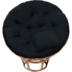 Bextile Papasan Chair Cushion Only, Thickened Round Papasan Chair Cushion, Leisure Papasan Seat Cushion with Square Pillow (Black)