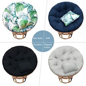 Bextile Papasan Chair Cushion Only, Thickened Round Papasan Chair Cushion, Leisure Papasan Seat Cushion with Square Pillow (Black)