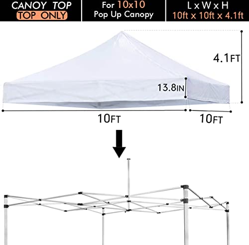 Ontheway 10' x 10' Replacement Canopy Top for EZ Pop Up Canopy Tent, Instant Canopy Top Cover (Canopy Top Only)