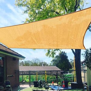 belle dura 7’x13′ rectangle sand sun patio shade sail canopy use for patio backyard lawn garden outdoor awning shade cover-185 gsm-block 98% of uv radiation-5years warranty