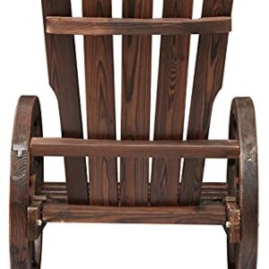 KINTNESS Adirondack Rocking Chair Vintage Wagon Wheel Design Outdoor Furniture for Garden,Patio,Backyard Natural