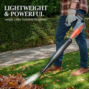 Ukoke 20V (120 MPH 458 CFM) Cordless Leaf Blower- 2.0 Ah Brushless Leaf Blower Lithium Battery and Charger Included, for Blowing Snow Debris, Leaves, and Dust