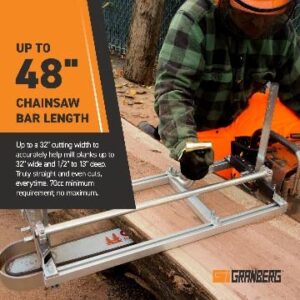 Granberg Chainsaw Alaskan Sawmill MKIV, G778-48 - Cordless Portable 48 Inch Wood Cutting Machine Guide - Log Cutter Planer - Woodworking Tools Kit Equipment - Router Case Attachment Accessories Part