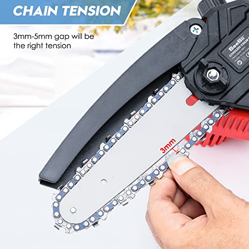 Seesii Mini Chainsaw Chain Replacement 6 Inch for 6 Inch Bar-4 PCAK, .043" Gauge, 1/4" LP Pitch, 37 Drive Links Fits Seesii And All Brands Mini Chainsaw【Free Chain Sharpener File Inclded】