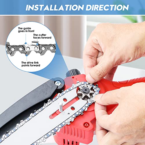 Seesii Mini Chainsaw Chain Replacement 6 Inch for 6 Inch Bar-4 PCAK, .043" Gauge, 1/4" LP Pitch, 37 Drive Links Fits Seesii And All Brands Mini Chainsaw【Free Chain Sharpener File Inclded】