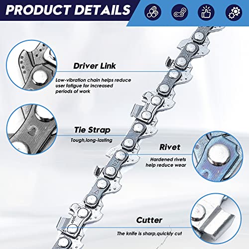 Seesii Mini Chainsaw Chain Replacement 6 Inch for 6 Inch Bar-4 PCAK, .043" Gauge, 1/4" LP Pitch, 37 Drive Links Fits Seesii And All Brands Mini Chainsaw【Free Chain Sharpener File Inclded】