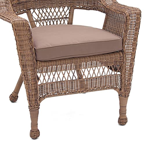 Jeco Wicker Chair with Brown Cushion, Set of 2, Honey/W00205-