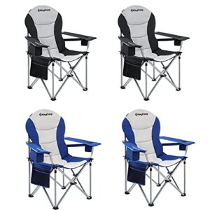 kingcamp 4pcs adjustable lumbar support camping chairs with cooler, folding camping chair for adults with adjustable armrest