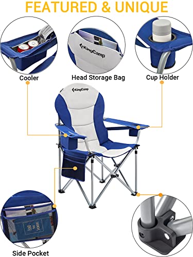 KingCamp 4PCS Adjustable Lumbar Support Camping Chairs with Cooler, Folding Camping Chair for Adults with Adjustable Armrest