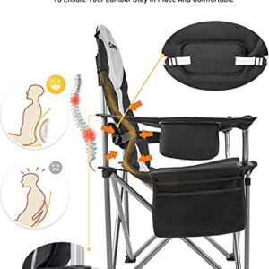 KingCamp 4PCS Adjustable Lumbar Support Camping Chairs with Cooler, Folding Camping Chair for Adults with Adjustable Armrest