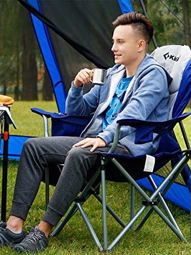 KingCamp 4PCS Adjustable Lumbar Support Camping Chairs with Cooler, Folding Camping Chair for Adults with Adjustable Armrest