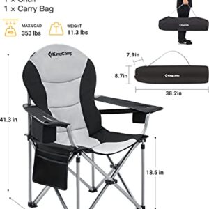 KingCamp 4PCS Adjustable Lumbar Support Camping Chairs with Cooler, Folding Camping Chair for Adults with Adjustable Armrest